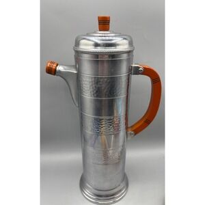 Vtg Farber Bros Krome Kraft Cocktail Shaker Bakelite Handle Art Deco